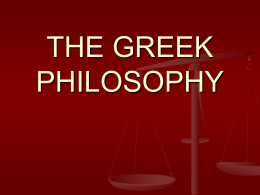 N 3. The philosophy of the Antique Greece