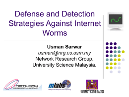 Defense and detection strategies against internet worms