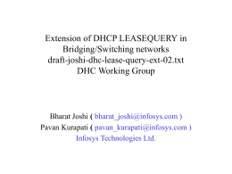 DHCP Lease Query Extension to Layer 2 Networks draft-joshi