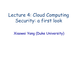 Lecture 3: Cloud Computing Security: first look