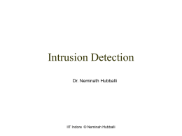 Intrusion Detection - Indian Institute of Technology, Indore