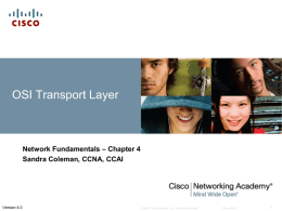 Ch. 4 - OSI Transport Layer - Information Systems Technology