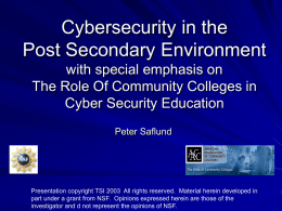 PowerPoint Presentation - Cybersecurity in the Community