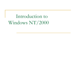 Introduction to Windows NT/2000