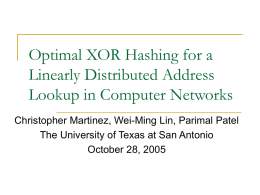 Optimal XOR Hashing for a Linearly Distributed Address