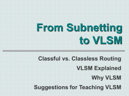 From Subnetting to VLSM - YSU Computer Science