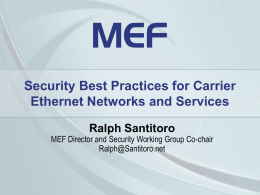 Security Best Practices for Carrier Ethernet Networks and