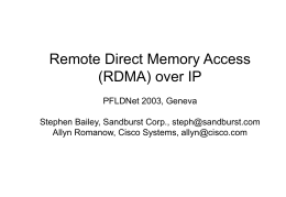 Why DDP & RDMA In IETF?