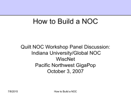 Overview - How to Build a NOC