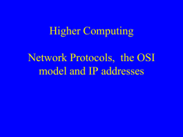 Higher Computing Computer Networking Topic 1 Network Protocols