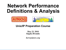Network Performance Definitions & Analysis