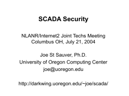 SCADA Security - University of Oregon