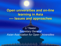 Open universities and on-line learning in Asia ---