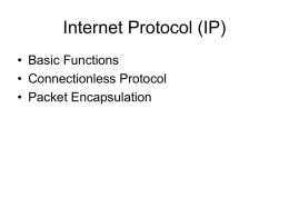 Internet Protocol (IP) - University of Scranton