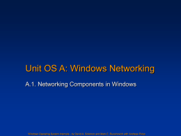 Unit OS A: Networking Components in WIndows
