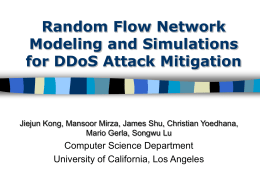 Random Flow Network Analysis and Simulations for DDoS
