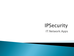 Lecture X ISA & IPSecurity