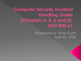 Computer Security Incident Handling Guide (Chapters 4, 5