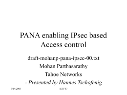 PANA threat analysis and security requirements