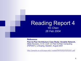 Reading Report 4 Yin Chen 26 Feb 2004