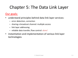 Chapter 5: The Data Link Layer - Southern Adventist University