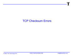 Checksum Errors - The Technology Firm