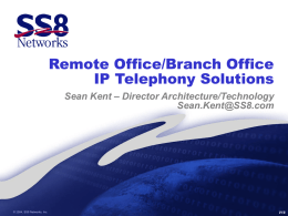 Remote Office/Branch Office IP Telephony Solutions