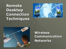 Remote Desktop Connection Techniques Wireless