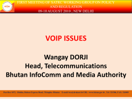 Issues on telecommunications Sector Presenter: Wangay