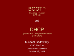DHCP Server - University of Delaware