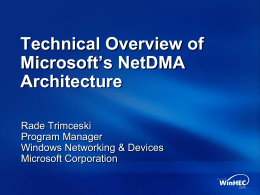 Technical Overview of Microsoft`s NetDMA Architecture