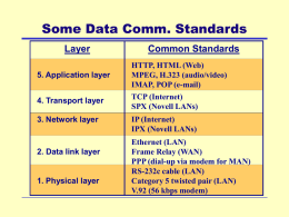 Some Data Comm. Standards