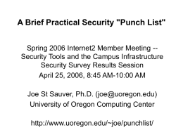 A Brief Practical Security "Punch List"