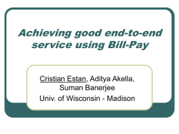 Achieving good end-to-end service using Bill-Pay