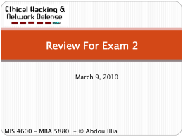 Review For Exam 2