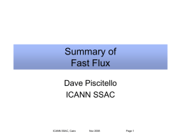 SSAC Fast Flux Activities