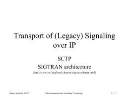Transport of Signaling over IP