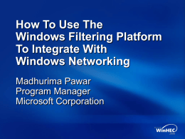 How To Use The Windows Filtering Platform To Integrate
