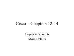 Cisco – Chapters 12-14 - YSU Computer Science & Information