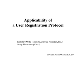 Applicability of a user registration protocol
