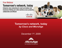 Tomorrow`s network, today by Cisco and MicroAge
