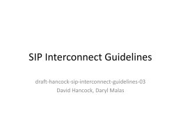 SIP Interconnect Guidelines