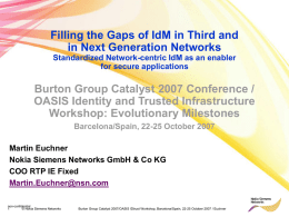 IdM in Third and In Next Generation Networks - Events