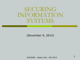 Securing Information Systems I