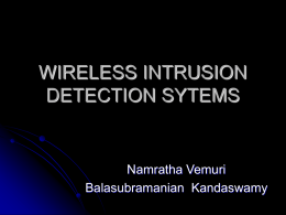 WIRELESS INTRUSION DETECTION SYTEMS