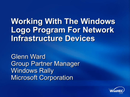 Working with the Windows Logo Program for Network Infrastructure