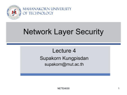 Lecture 4: Network Layer Security