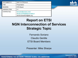 Report on ETSI NGN Interconnection of Services