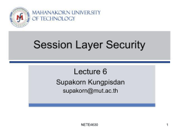 Lecture 6: Session Layer Security