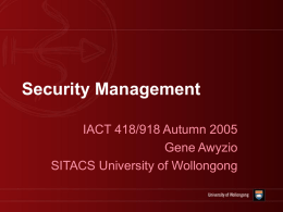 Security Management - University of Wollongong